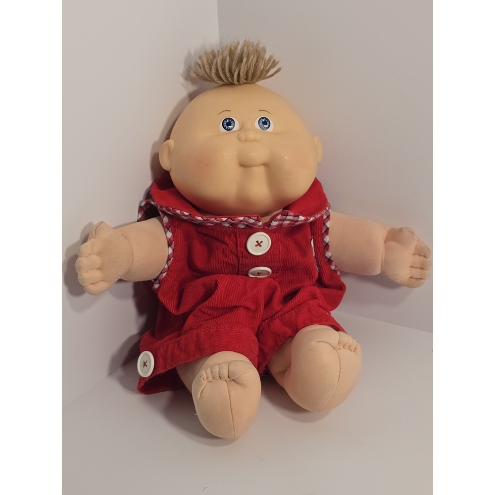 Cabbage Patch Kids 1982 Vintage Premmie Boy Doll Red Corduroy Overalls Blue Eyes